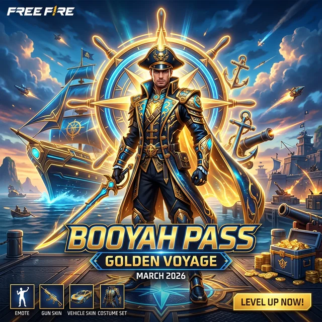 Free Fire March 2026 Booyah Pass: Golden Voyage Rewards